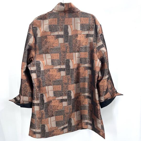VTG Custom Black Brown Metallic Silk Artsy Blazer Jacket Womens - Picture 7 of 8